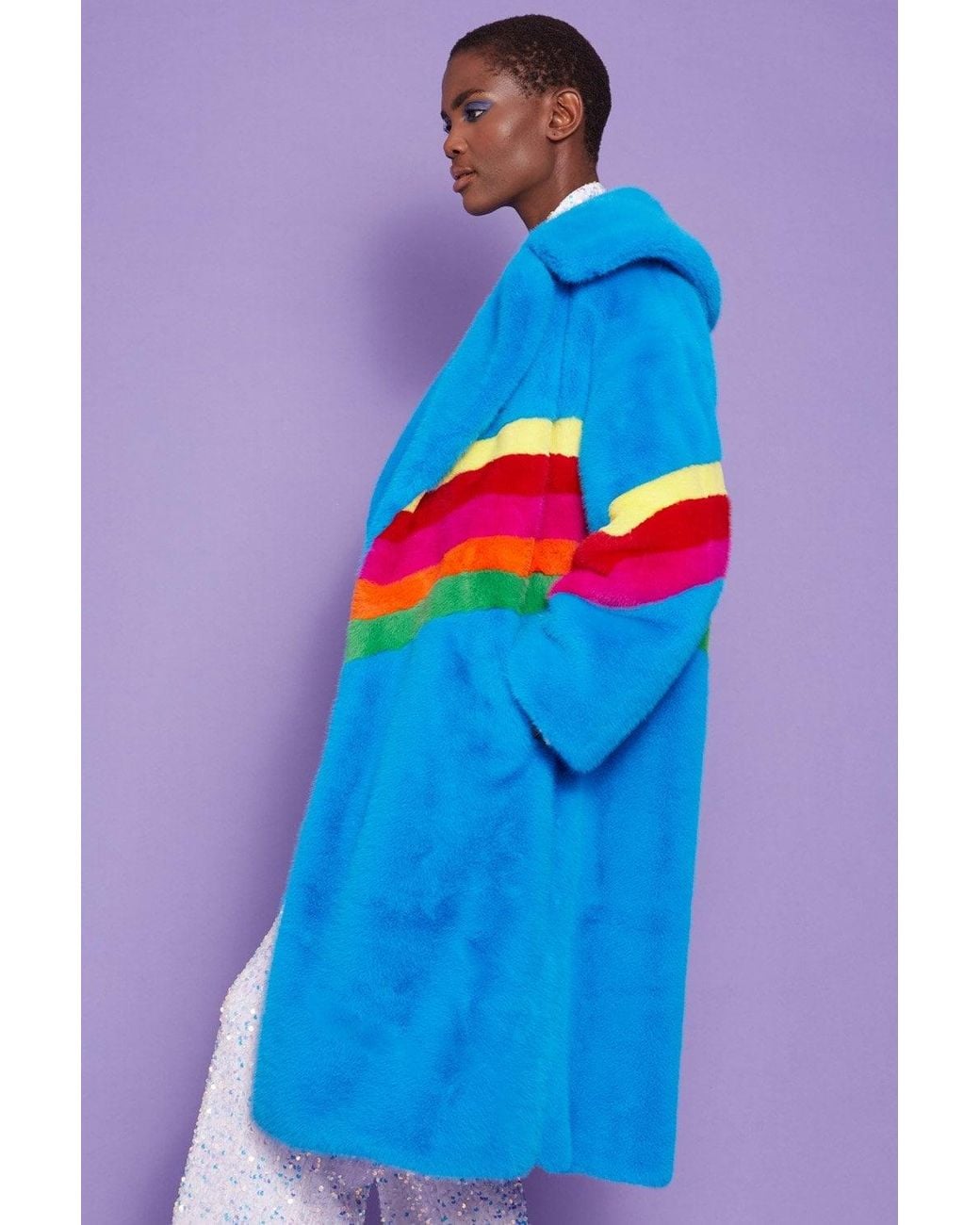 Jayley Blue Handmade Eco Faux Fur Coat