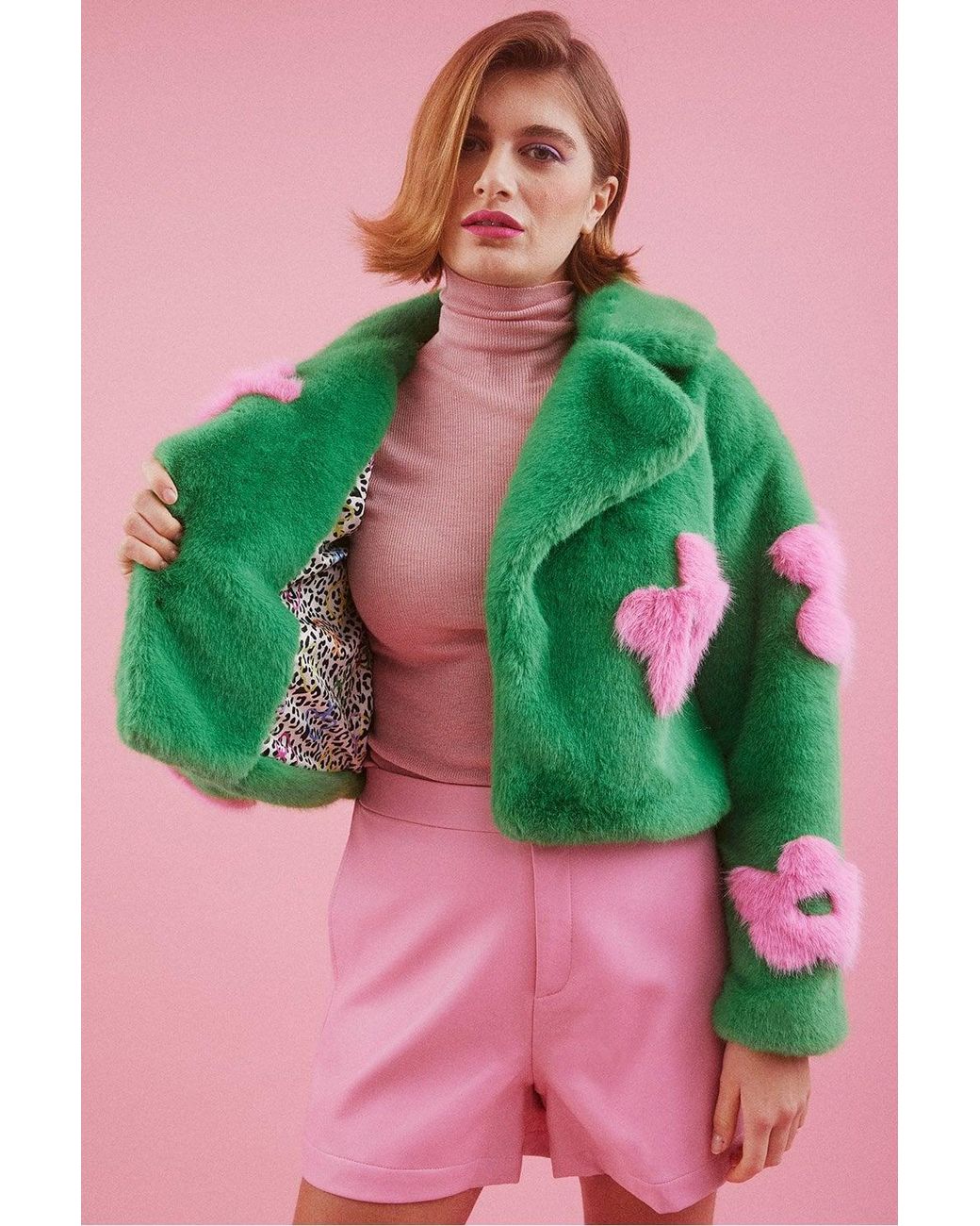 Jayley Pink Handmade Bamboo Cropped Jacket With Flower Design