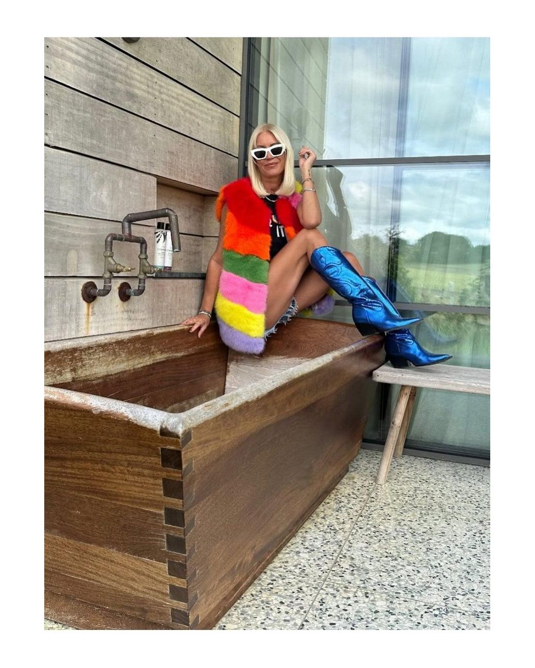 Jayley Orange Gaga Faux Fur Striped Gilet