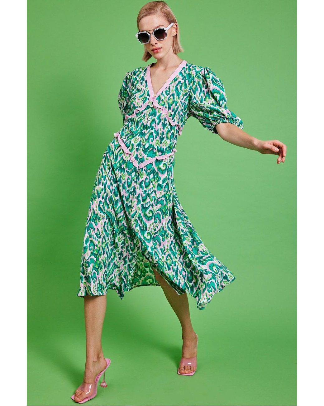 Jayley Green Rayon Oversized Shirt