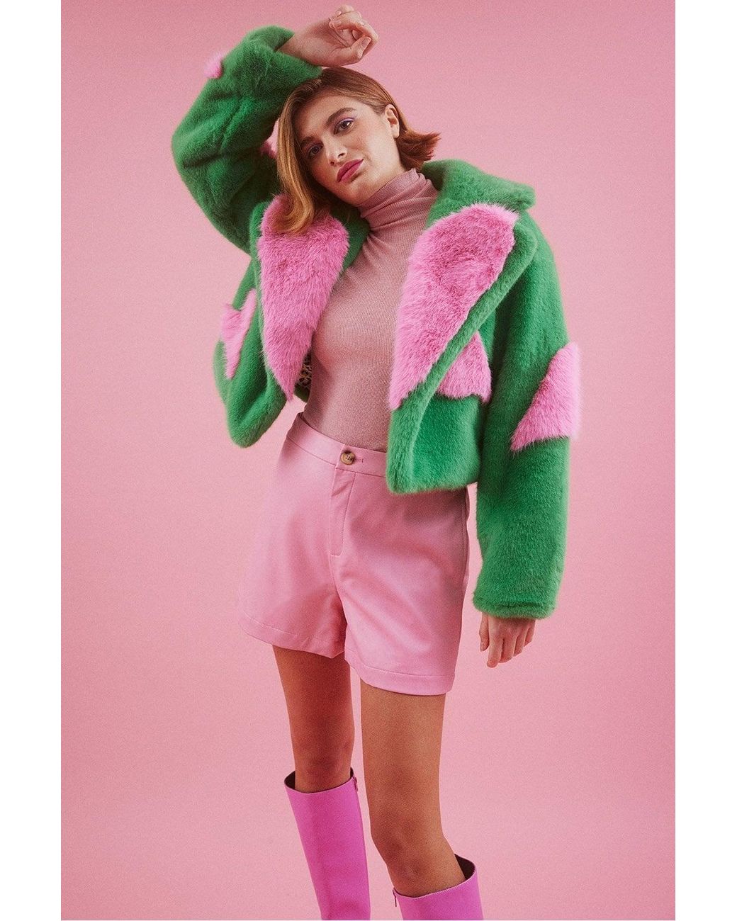Jayley Pink Handmade Love Heart Bamboo Fur Jacket