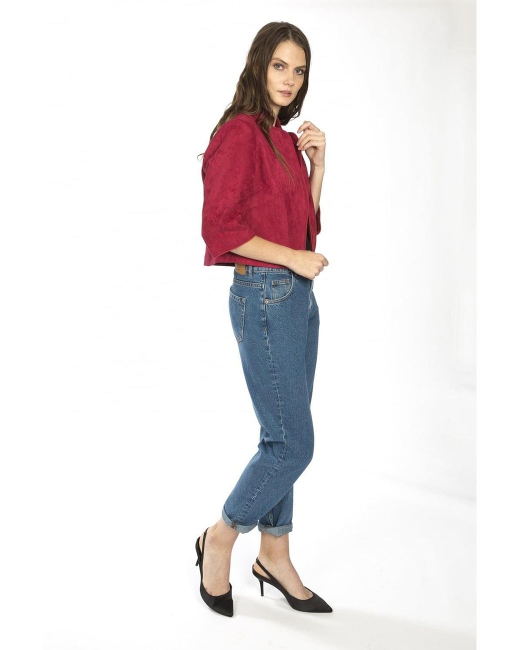 Jayley Red Faux Suede Jacket