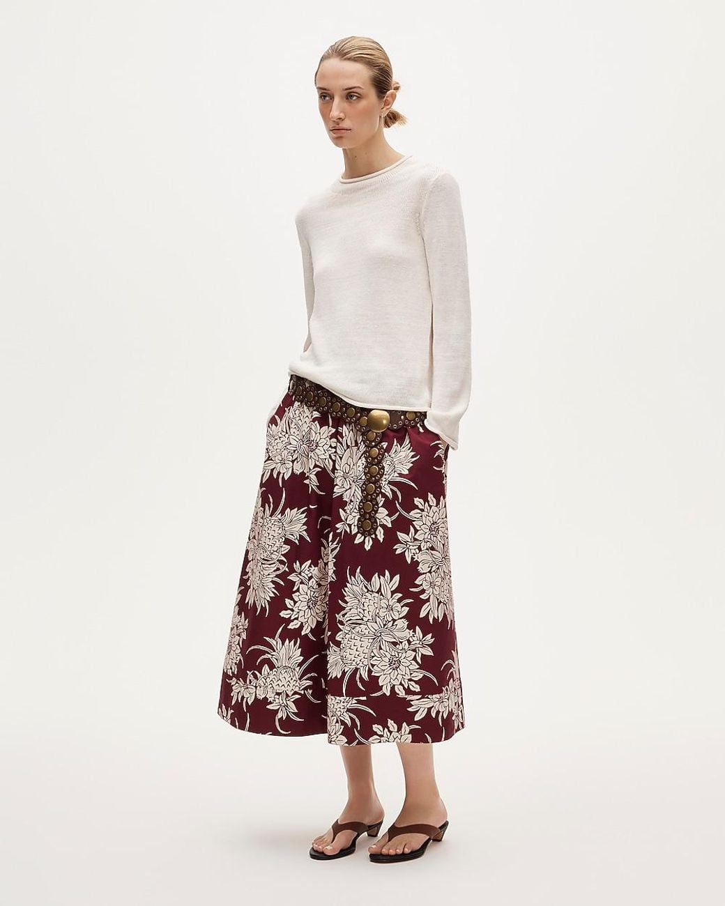 J.Crew White Pull-On Midi Skirt