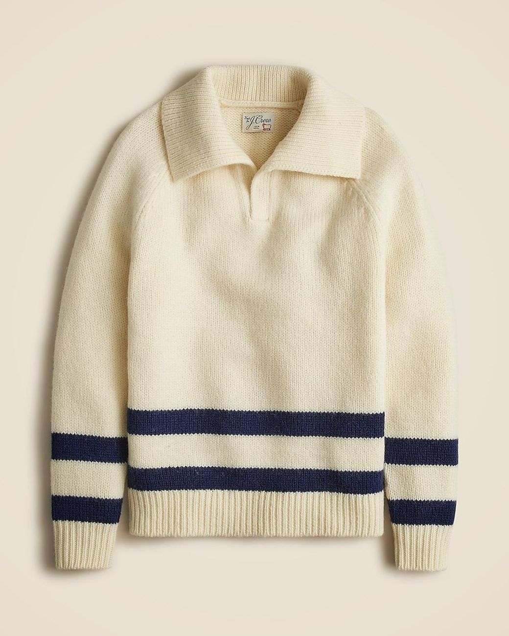 【韓国 WHO.A.U】Steve Open Collar Stripe Pullover Steve Open Collar Stripe Pullover - 후아유닷컴