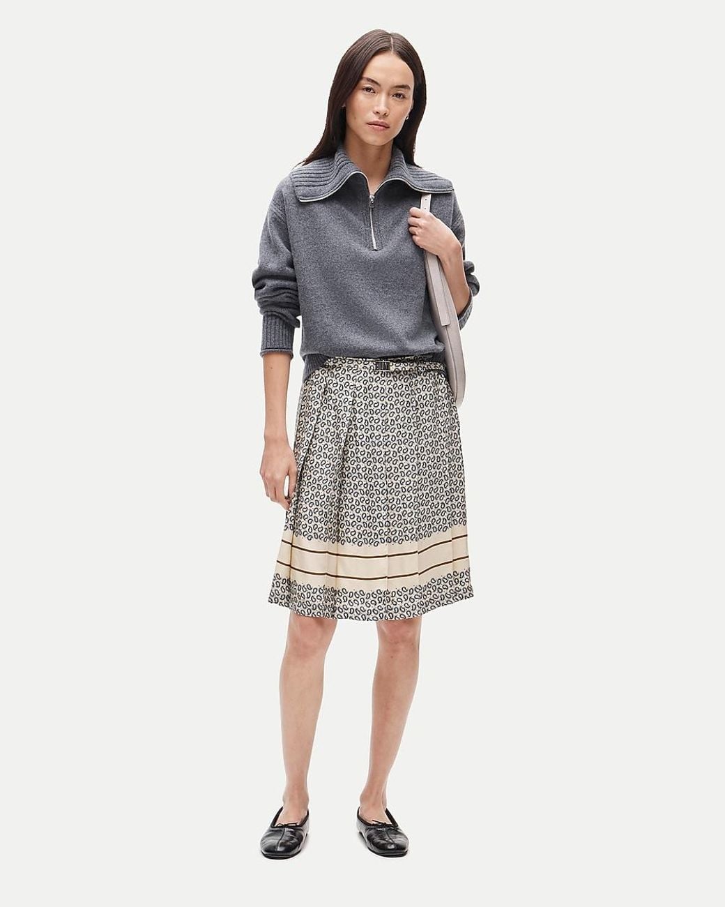 J.Crew Gray Pleated Prep Skirt
