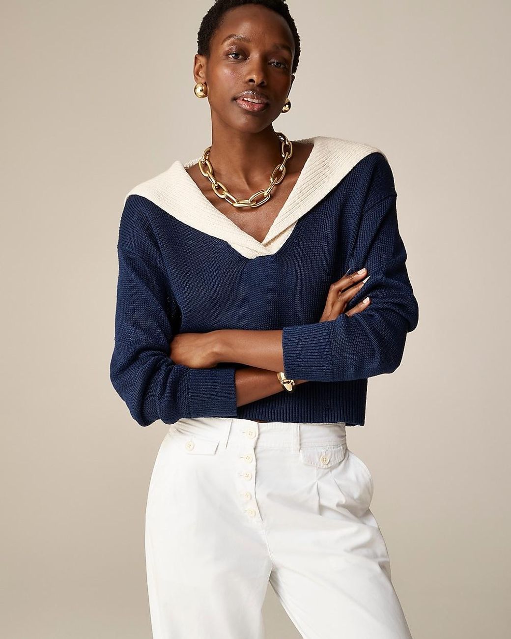 J.Crew Sailor Collar Pullover Sweater in Blue Lyst