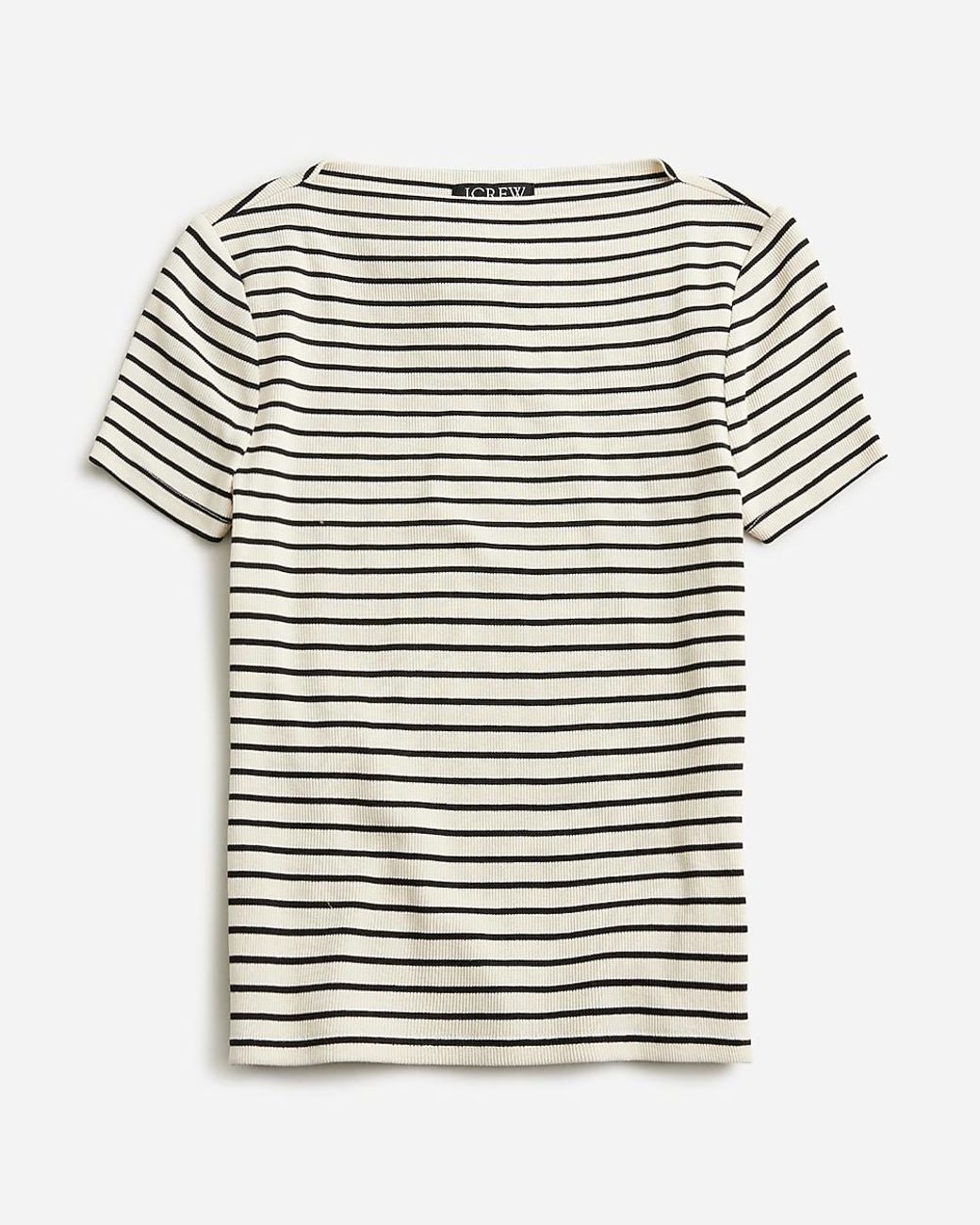 J.Crew Fine Rib Fitted Boatneck T Shirt in Natural Lyst