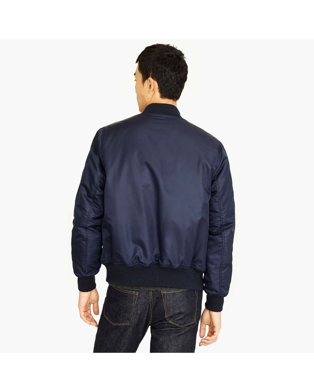 J Crew Synthetic Wallace Barnes Flight Bomber Jacket In Blue For