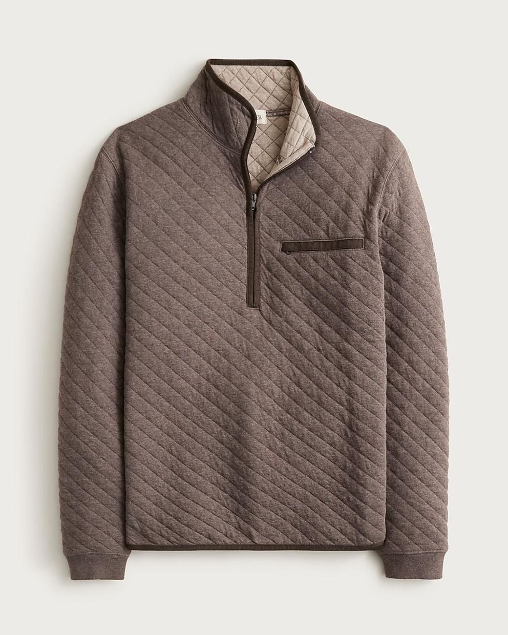 J.Crew Brown Quilted Quarter-Zip Pullover for men