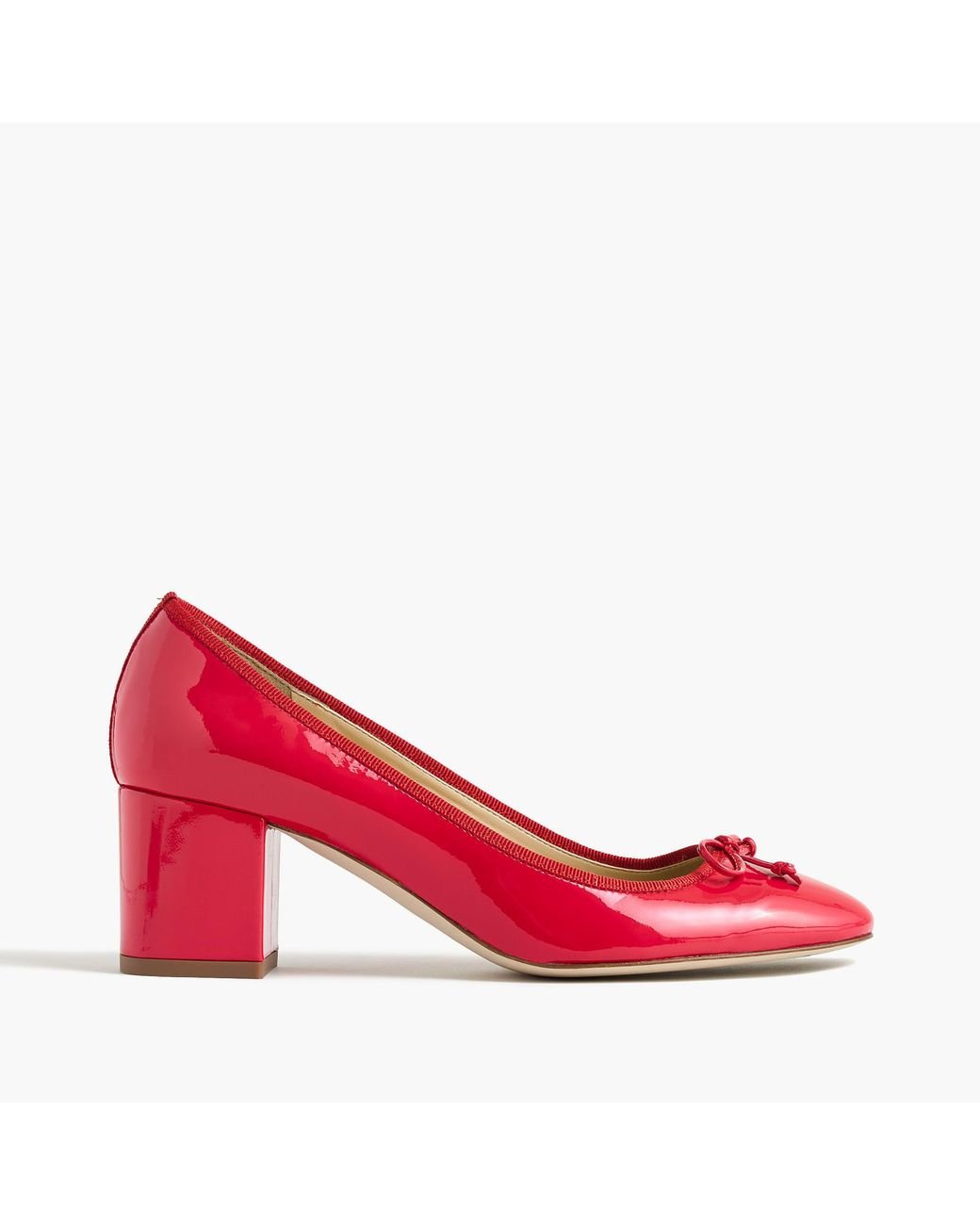J. CREW Evie Ballet Pump Block Heel Red Patent Leather Size 8