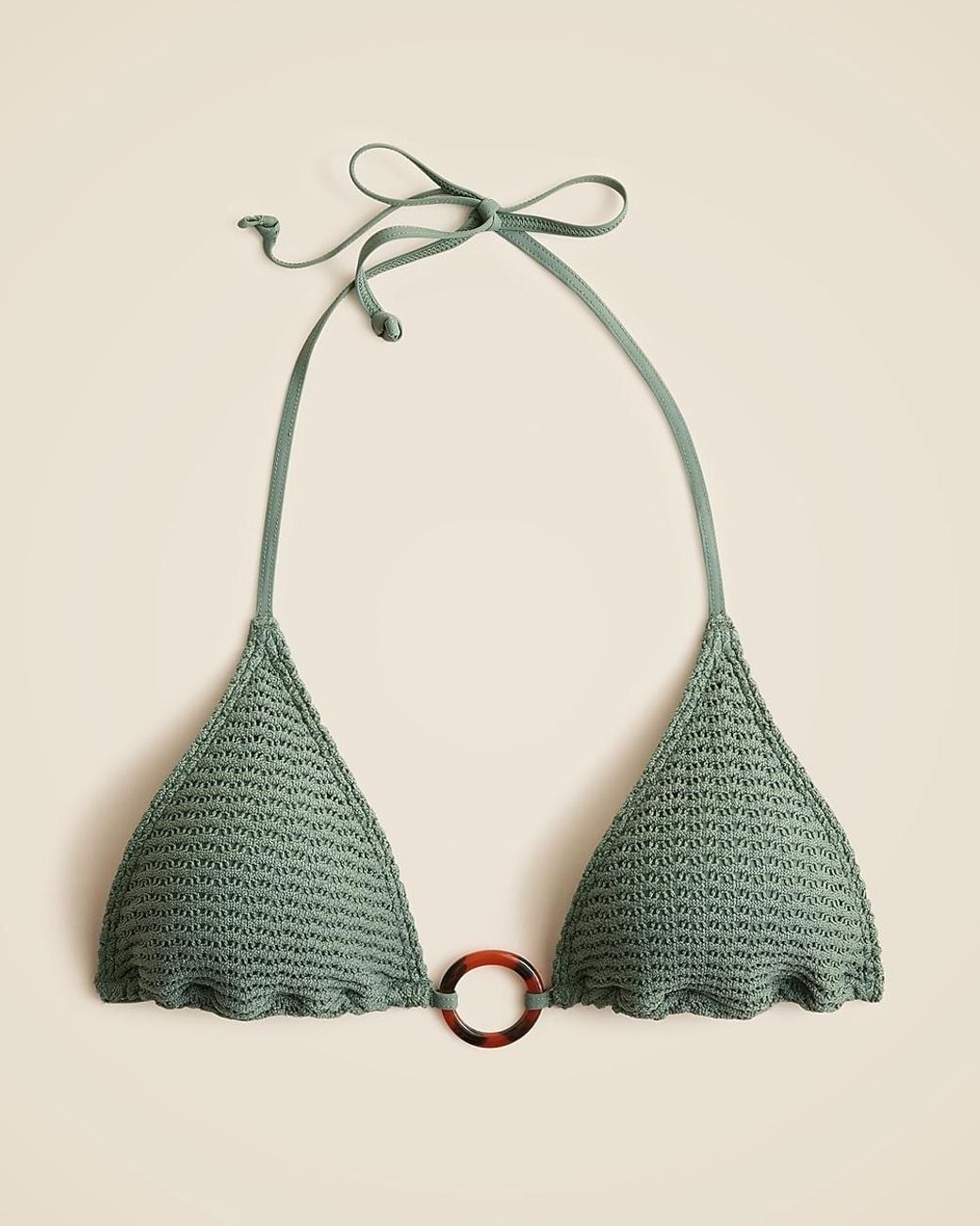 J.Crew Natural Crochet String Bikini Top With O-Ring