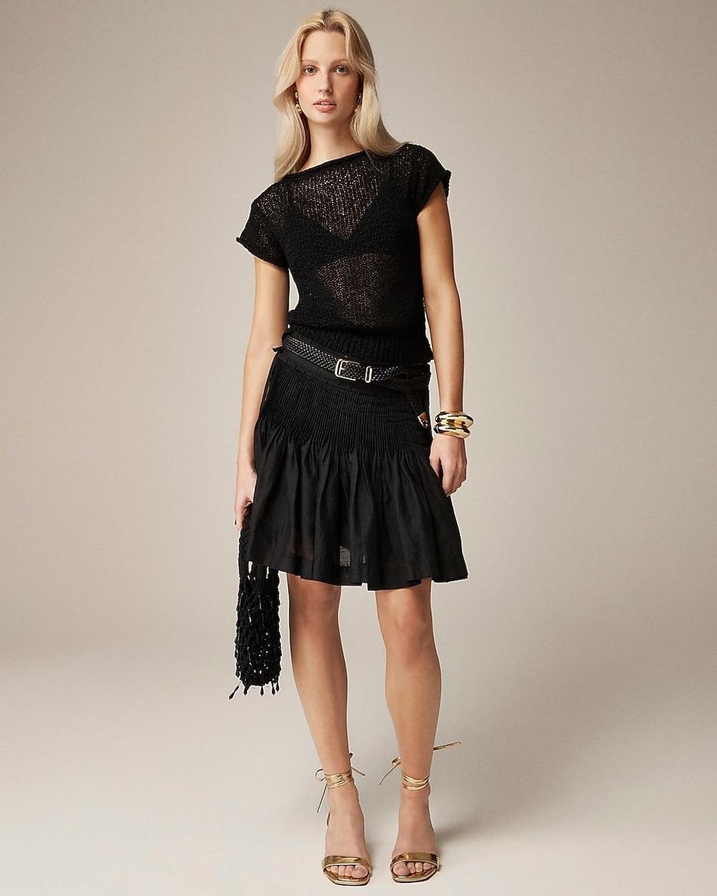 J.Crew Pintuck Bow Mini Skirt in Black Lyst