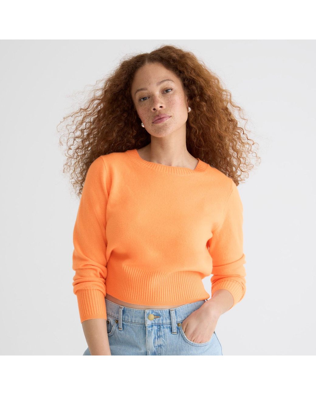 cropped cashmere crewneck sweater