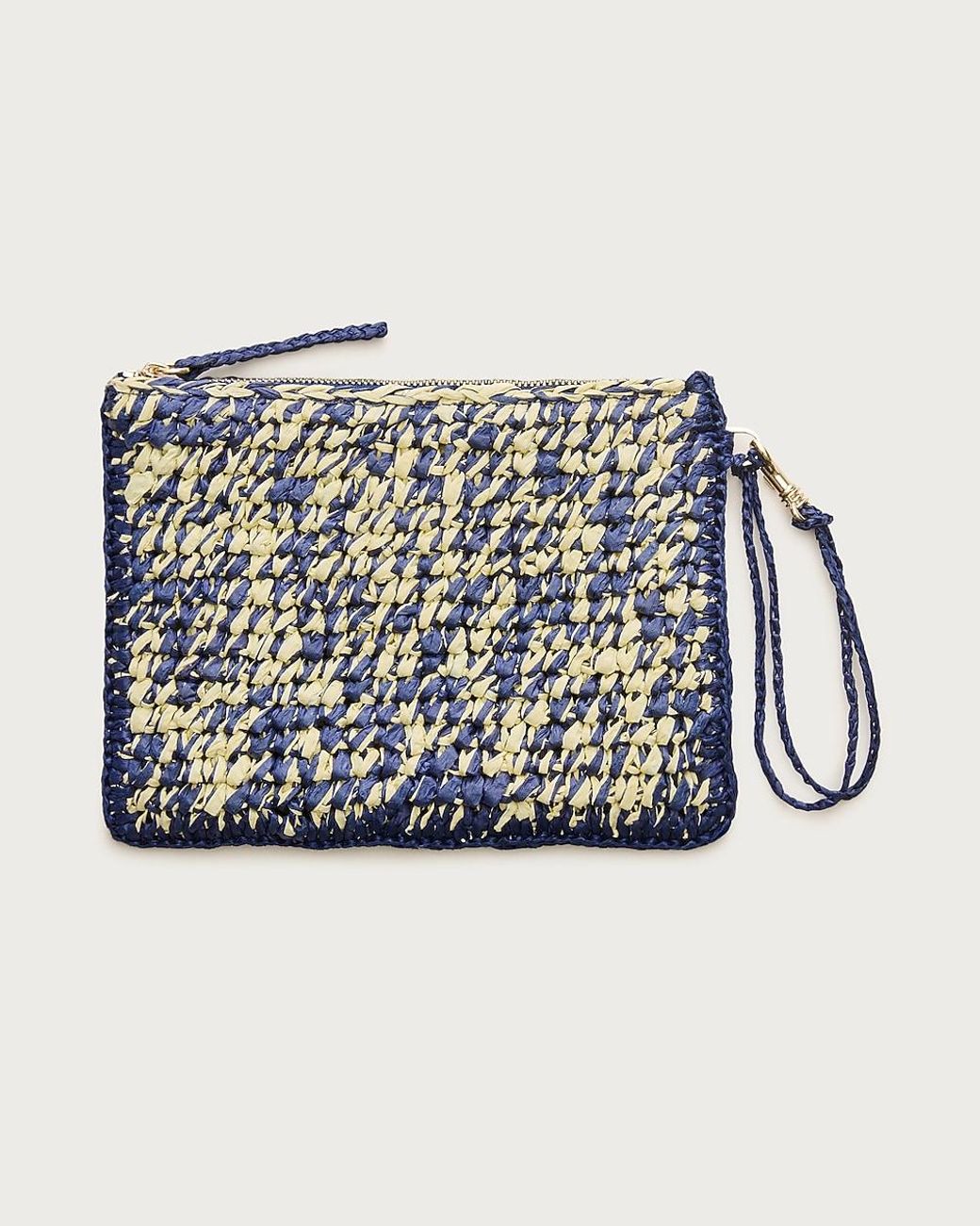J.Crew Blue Marled Straw Pouch