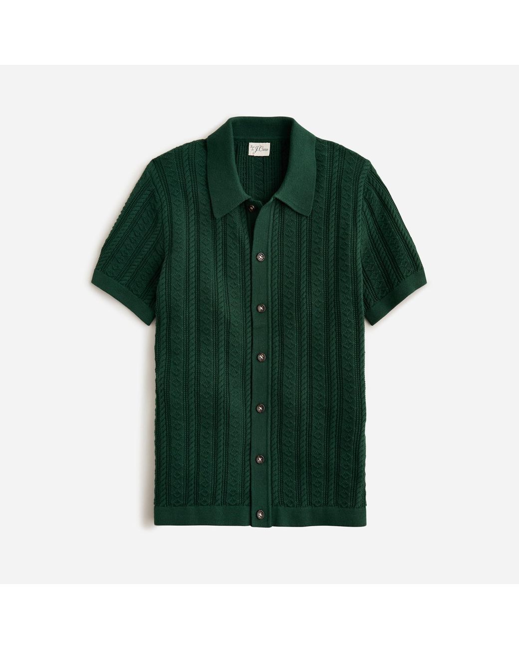 J.Crew Short-sleeve Cotton Guernsey Stitch Polo Cardigan Sweater in Green  for Men | Lyst