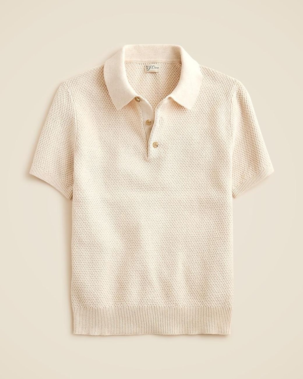 J.Crew Short-Sleeve Cotton Seed-Stitch Sweater-Polo in