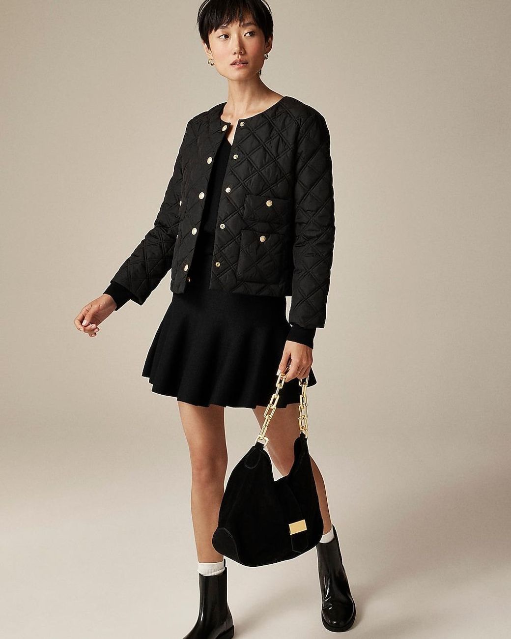 J.Crew Quilted Lady Puffer Jacket in Black Lyst