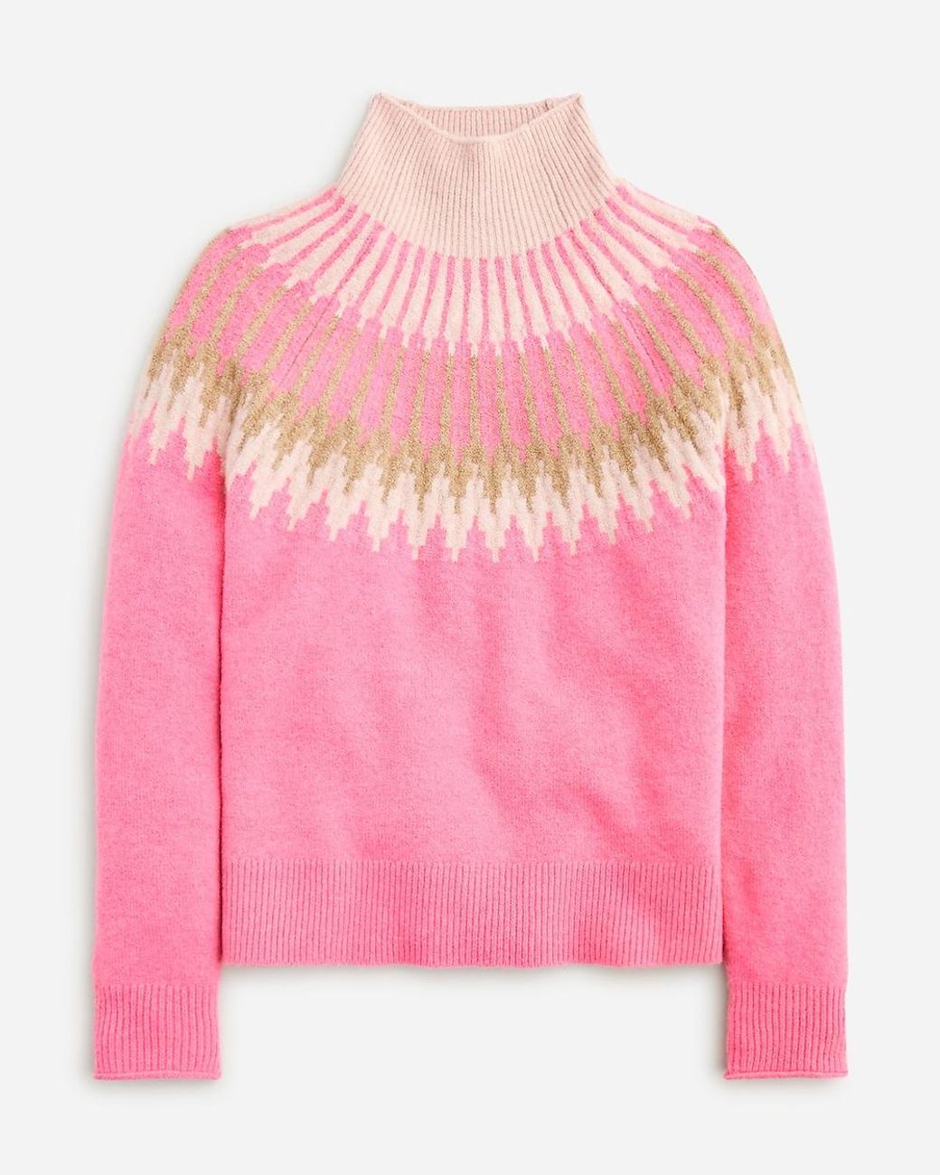 J.Crew Fair Isle Turtleneck Sweater in Pink Lyst
