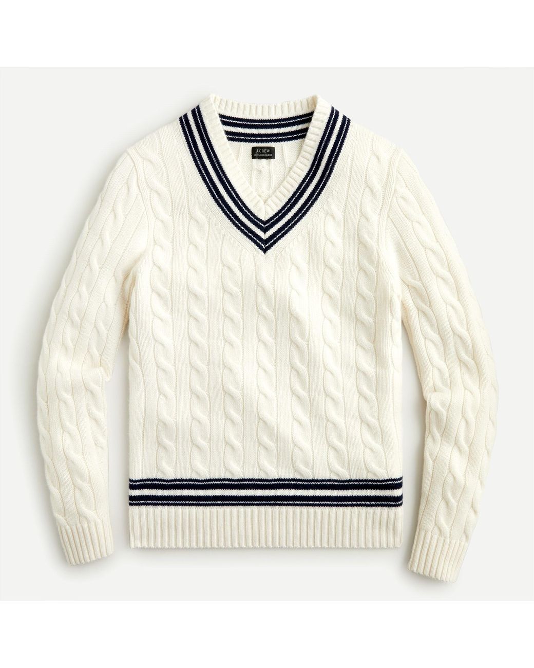 J.Crew Cashmere Cable-knit V-neck Cricket Sweater in White for Men - Lyst