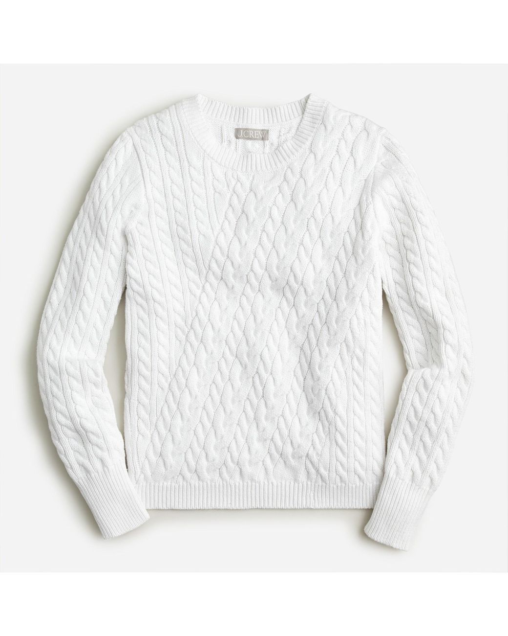 J.Crew Diagonal Cableknit Sweater in White Lyst