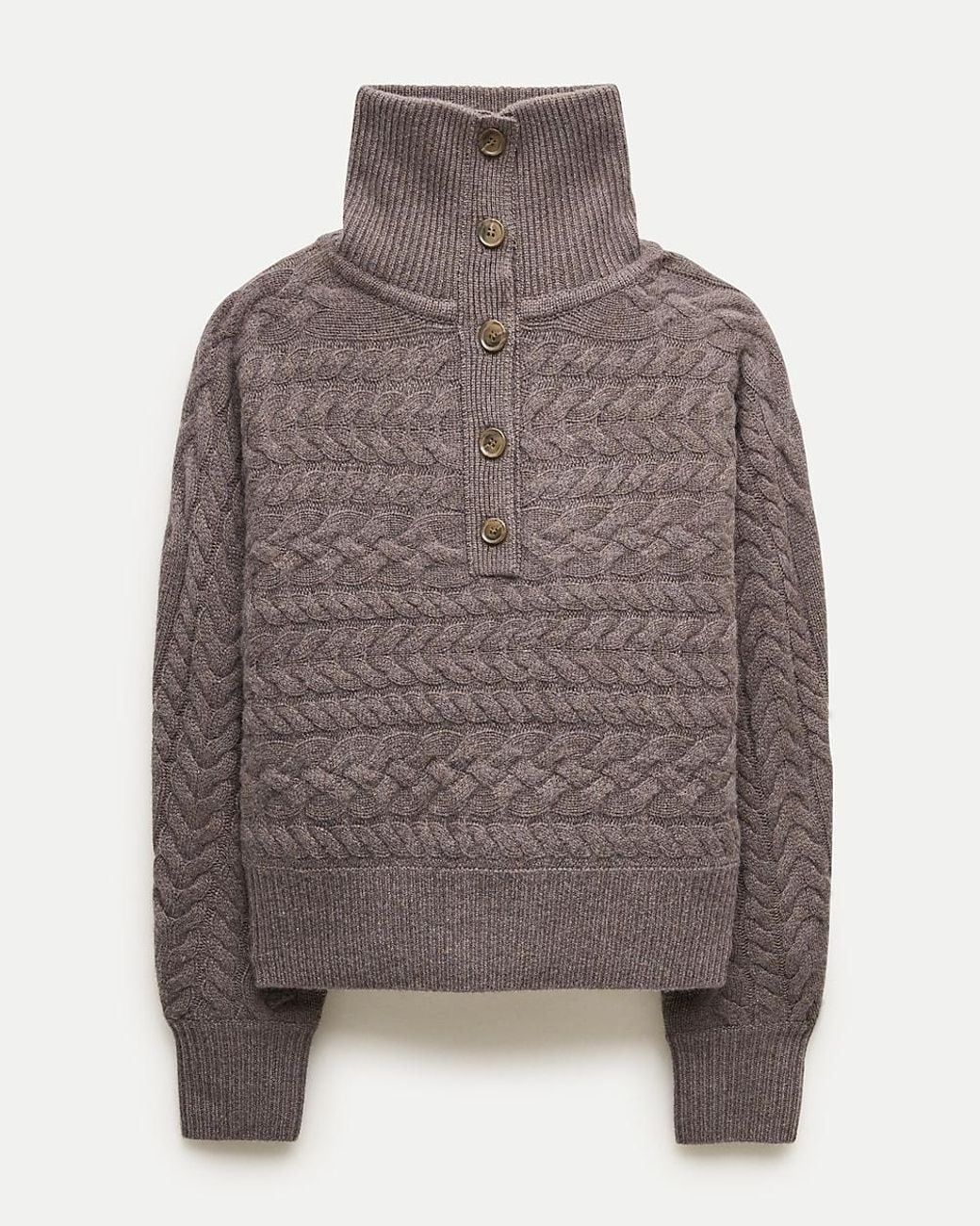 J.Crew Gray Cashmere Collared Cable-Knit Sweater