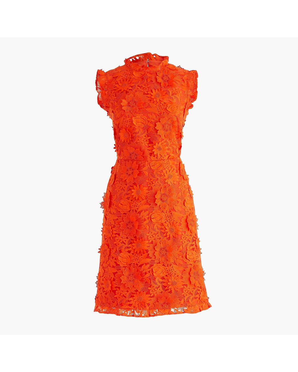 J.Crew A-line Dress With Lace Floral Appliqués in Orange | Lyst