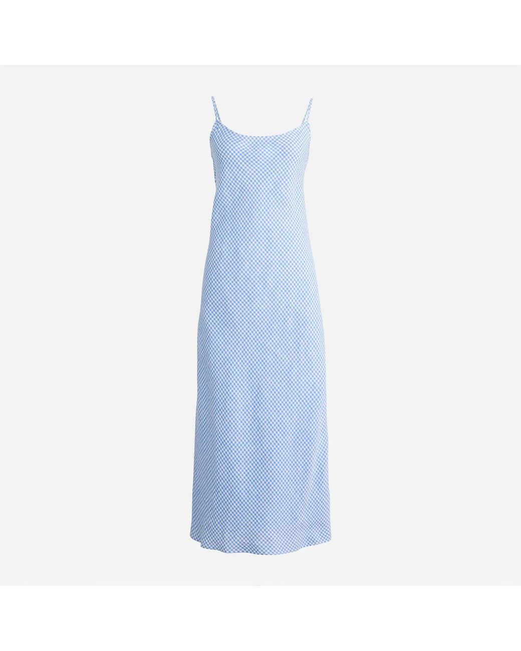 J.Crew Slip Dress In Blue Gingham Linen Lyst