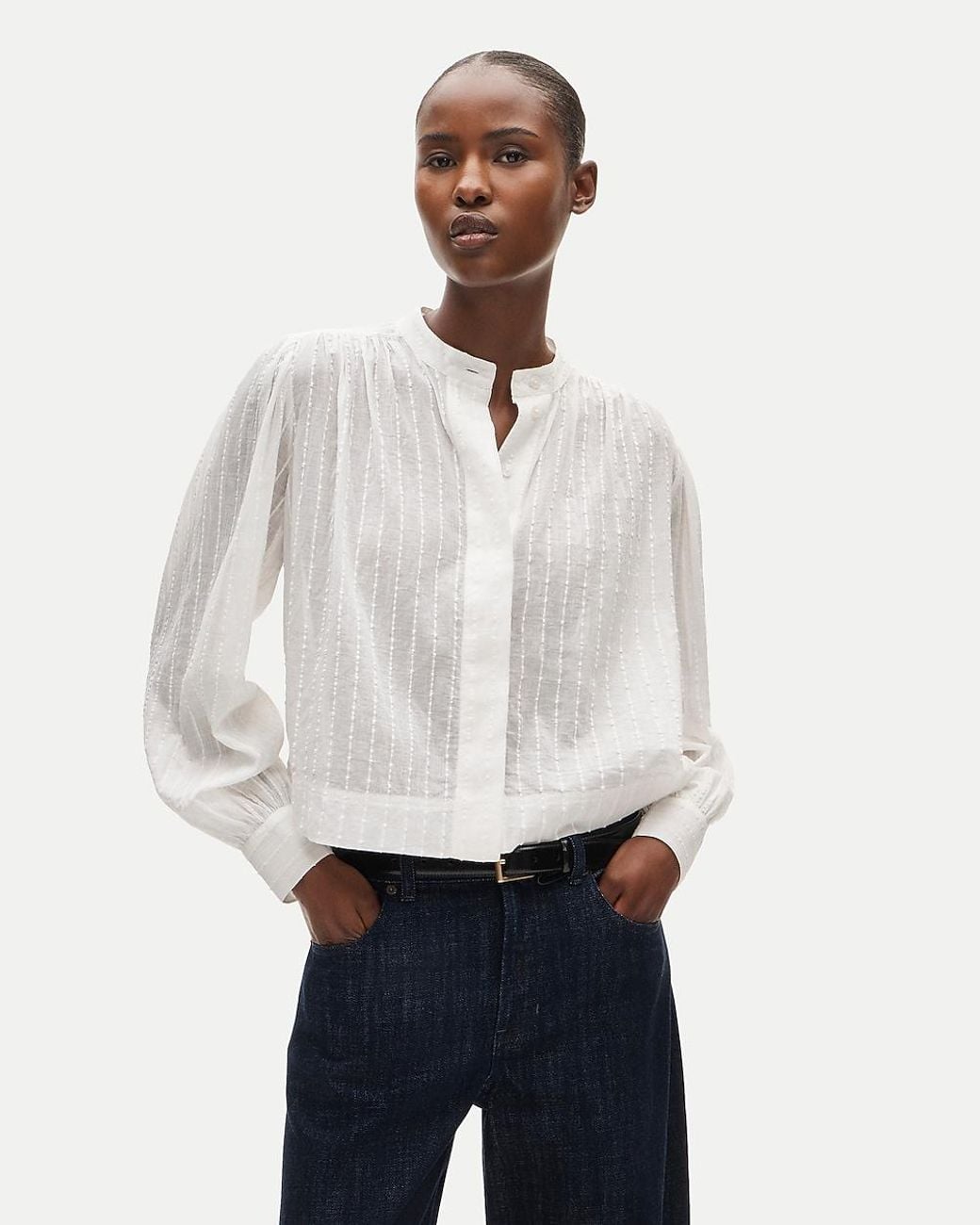 J.Crew White Button-Front Blouse