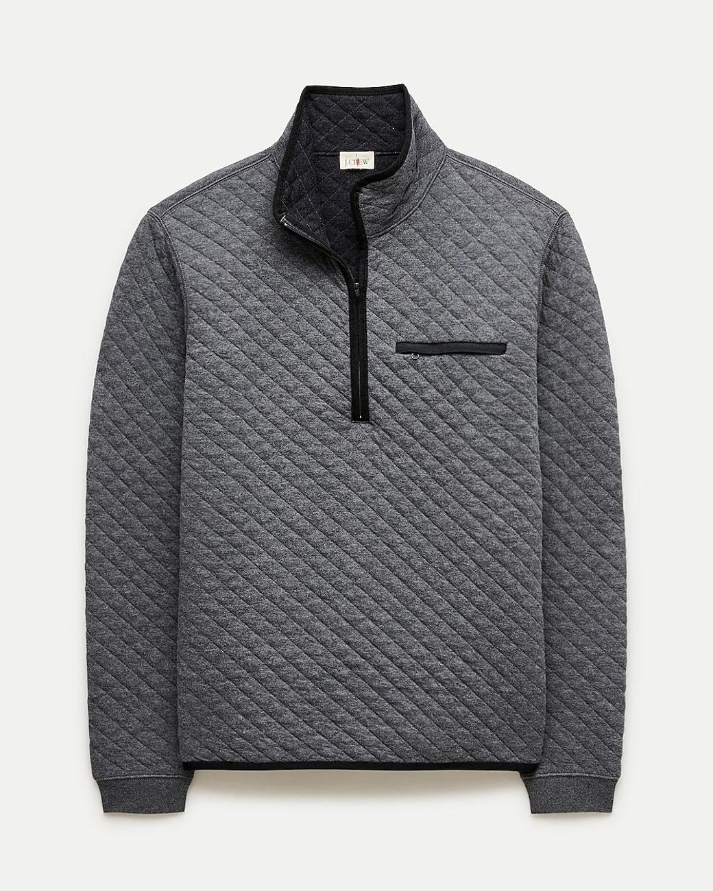 J.Crew Gray Quilted Quarter-Zip Pullover for men