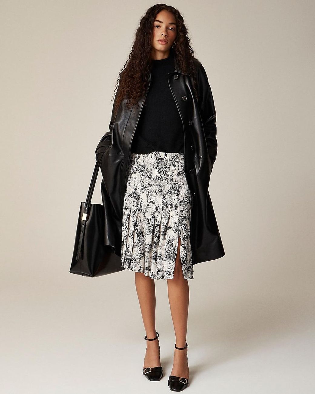 J.Crew Pleated Knee Length Skirt in Black Lyst