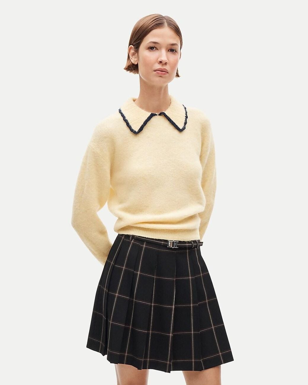 J.Crew White Pleated Prep Skirt