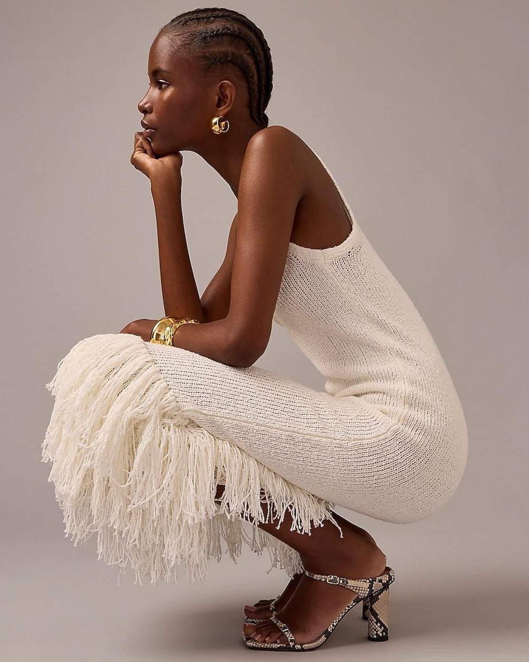 J.Crew Fringe-Trim Sweater-Dress in Brown | Lyst