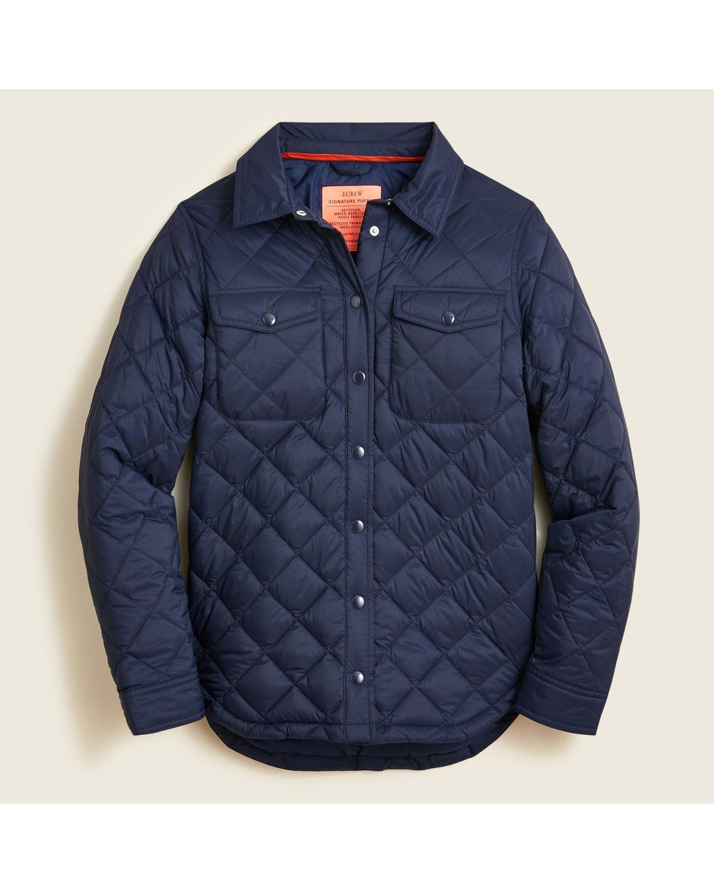 J.Crew Quilted Puffer Shirtjacket With Primaloft® in Blue Lyst
