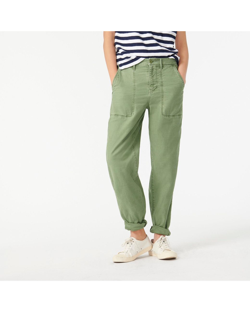 J.Crew Petite Garment-dyed Foundry Pant in Green