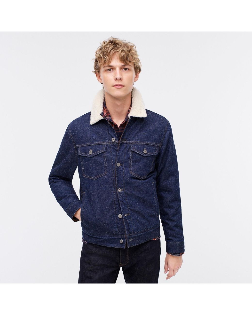 J crew denim sherpa swing jacket sales