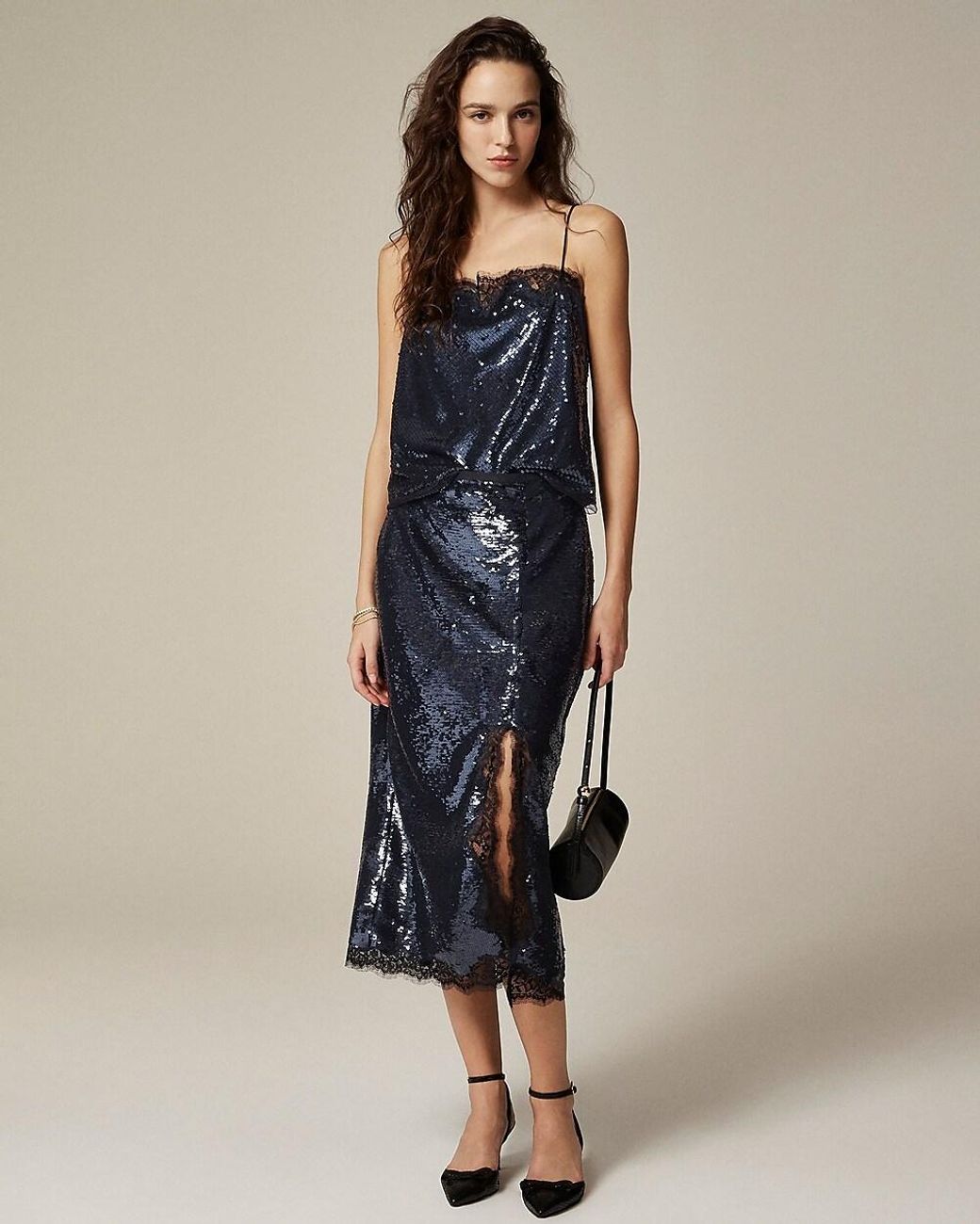 J.Crew Women's Collection Gwyneth Sequin Stripe Slip Dress – Navy & White, Size 6