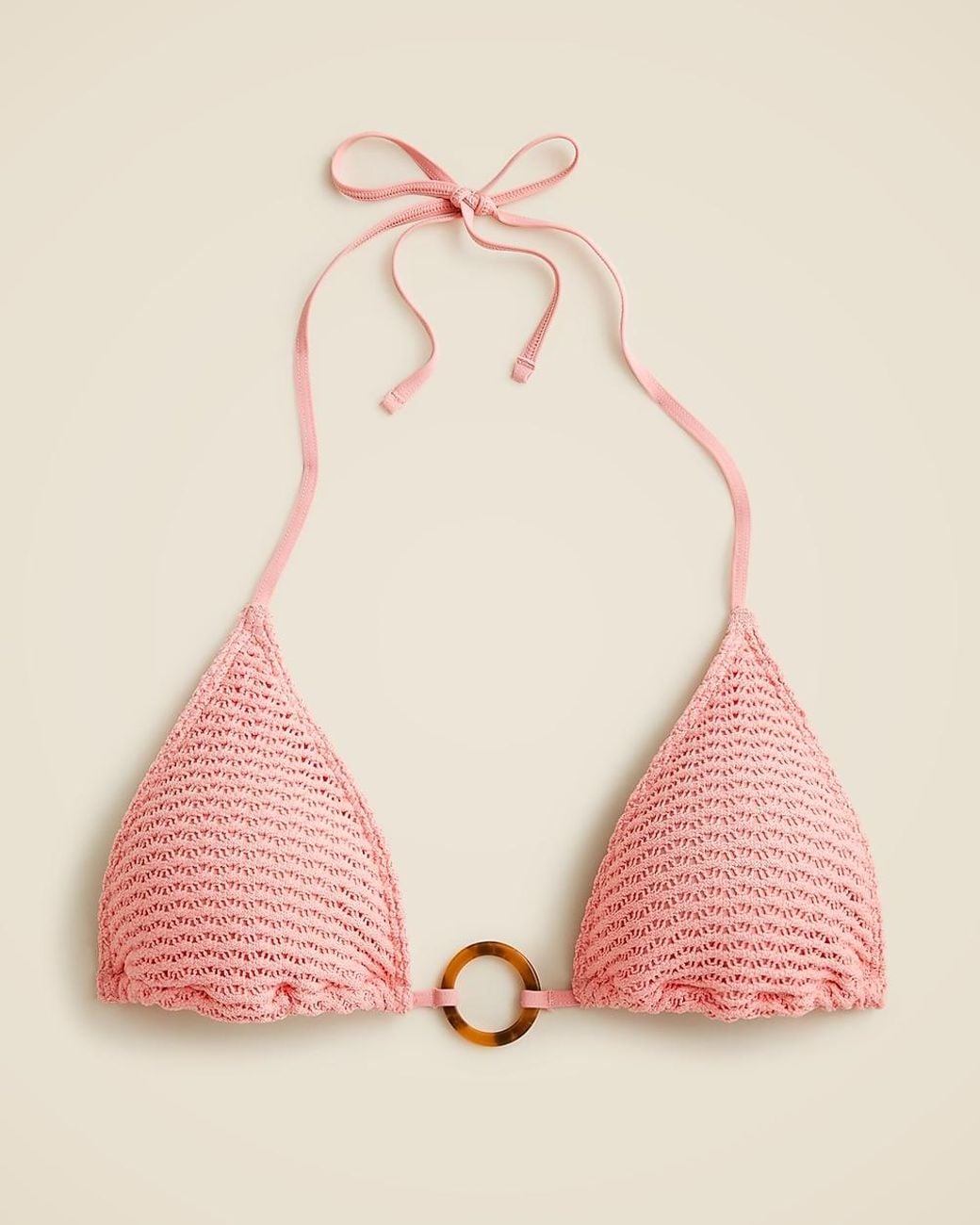 J.Crew Pink Crochet String Bikini Top With O-Ring