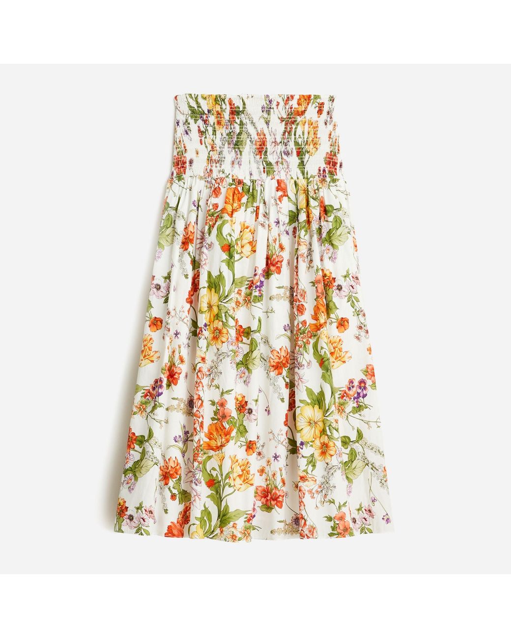 J.Crew Cotton Smocked-waist Skirt In Ratti® Tropical Floral in White | Lyst