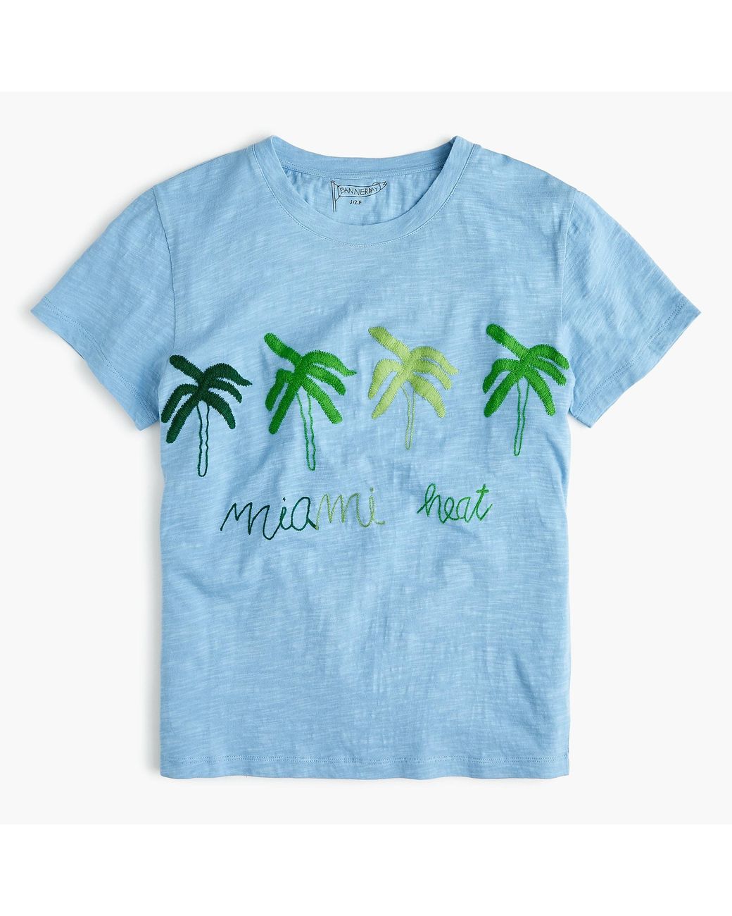 J Crew Cotton Banner Day X Miami Palms Crewneck T Shirt In Blue