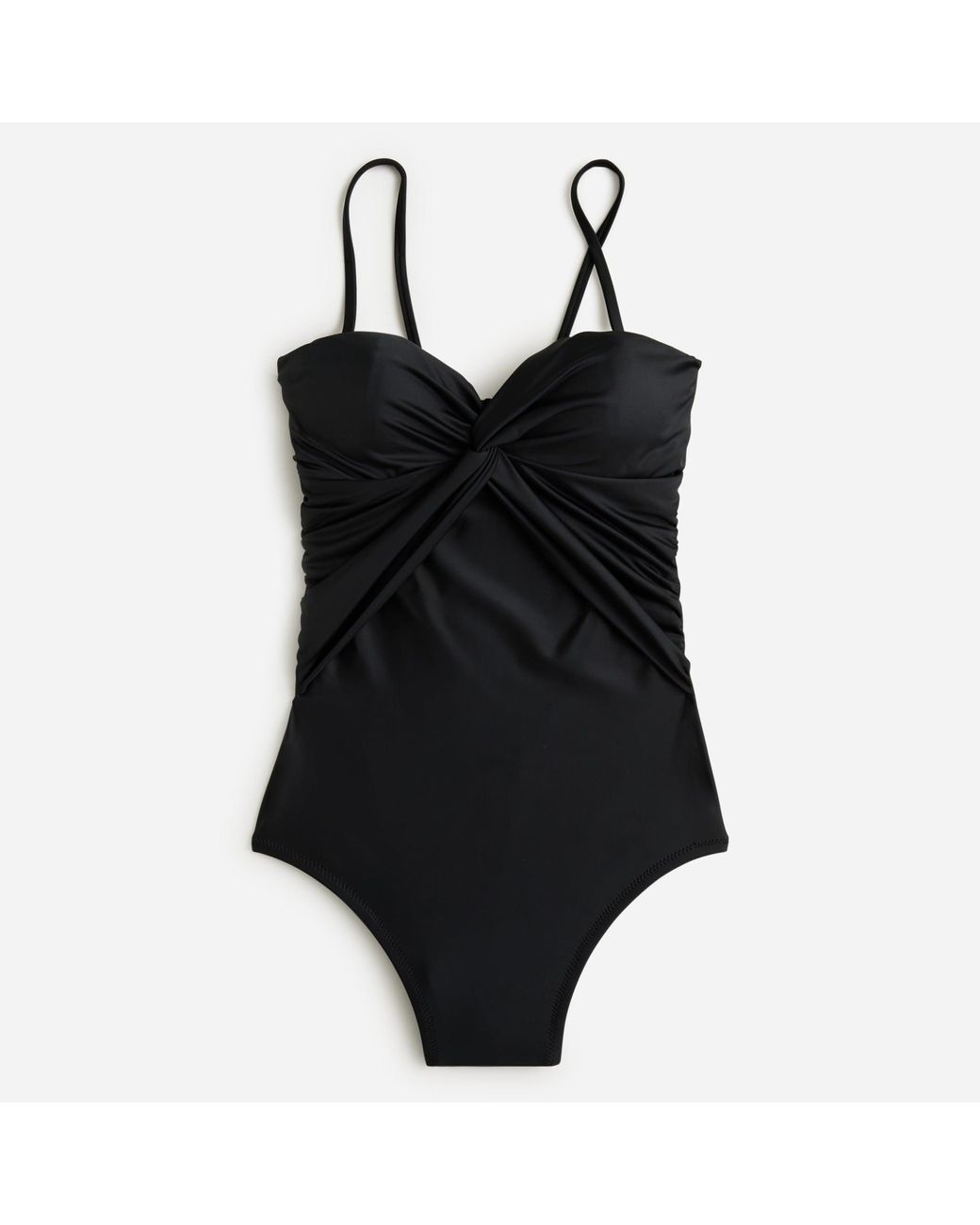 J.Crew Twist-front Bandeau One-piece Swimsuit in Black | Lyst