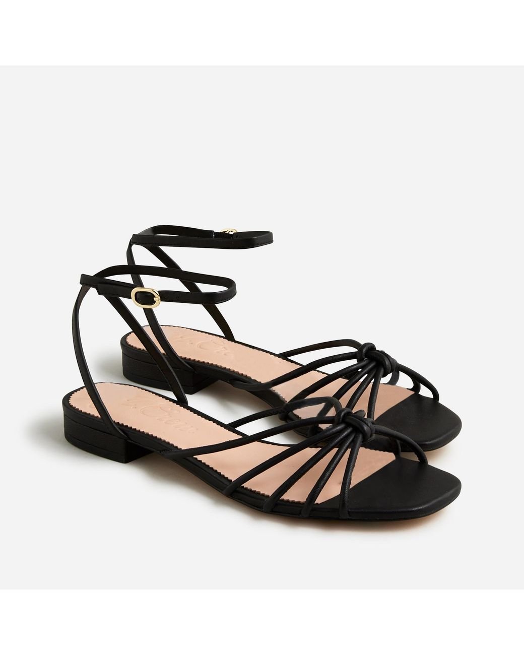 J.Crew Hazel Strappy Sandals In Metallic Leather in Black | Lyst