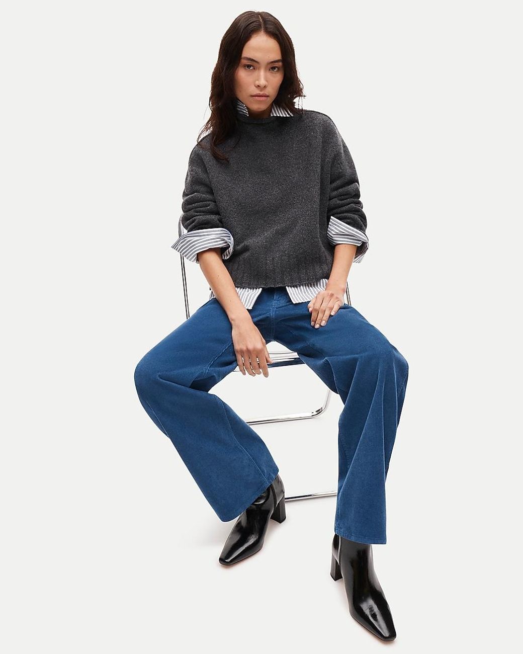 J.Crew Blue Block-Heel Ankle Boots