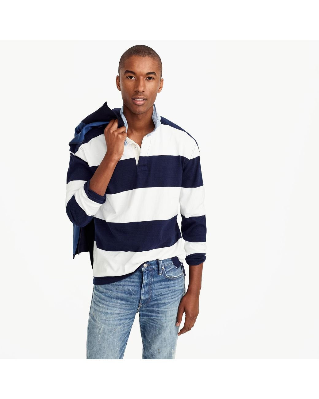 J.Crew Rugby Shirt In Blueandwhite Stripe for Men Lyst