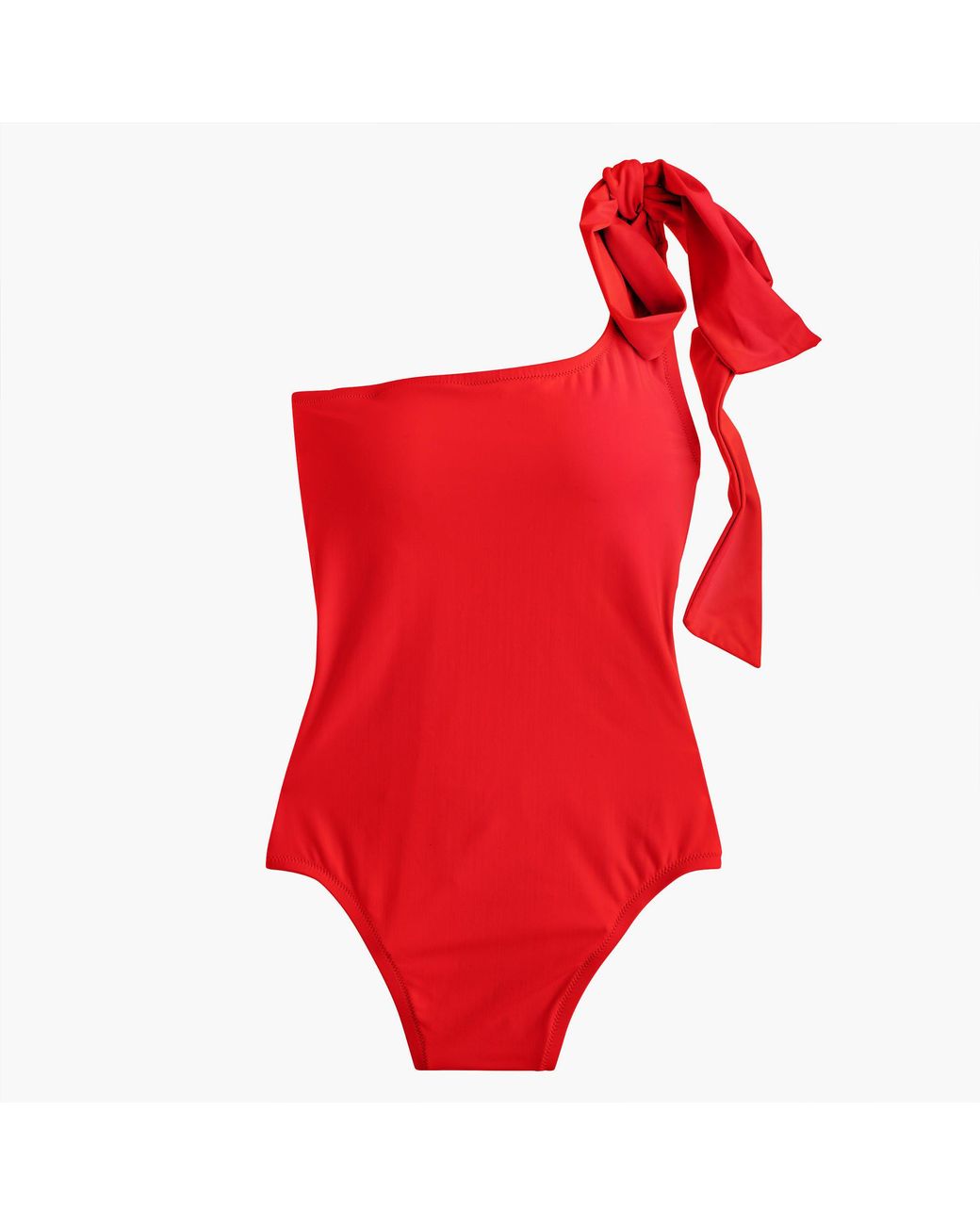 J.Crew Bow-tie One-shoulder One-piece Swimsuit in Red | Lyst