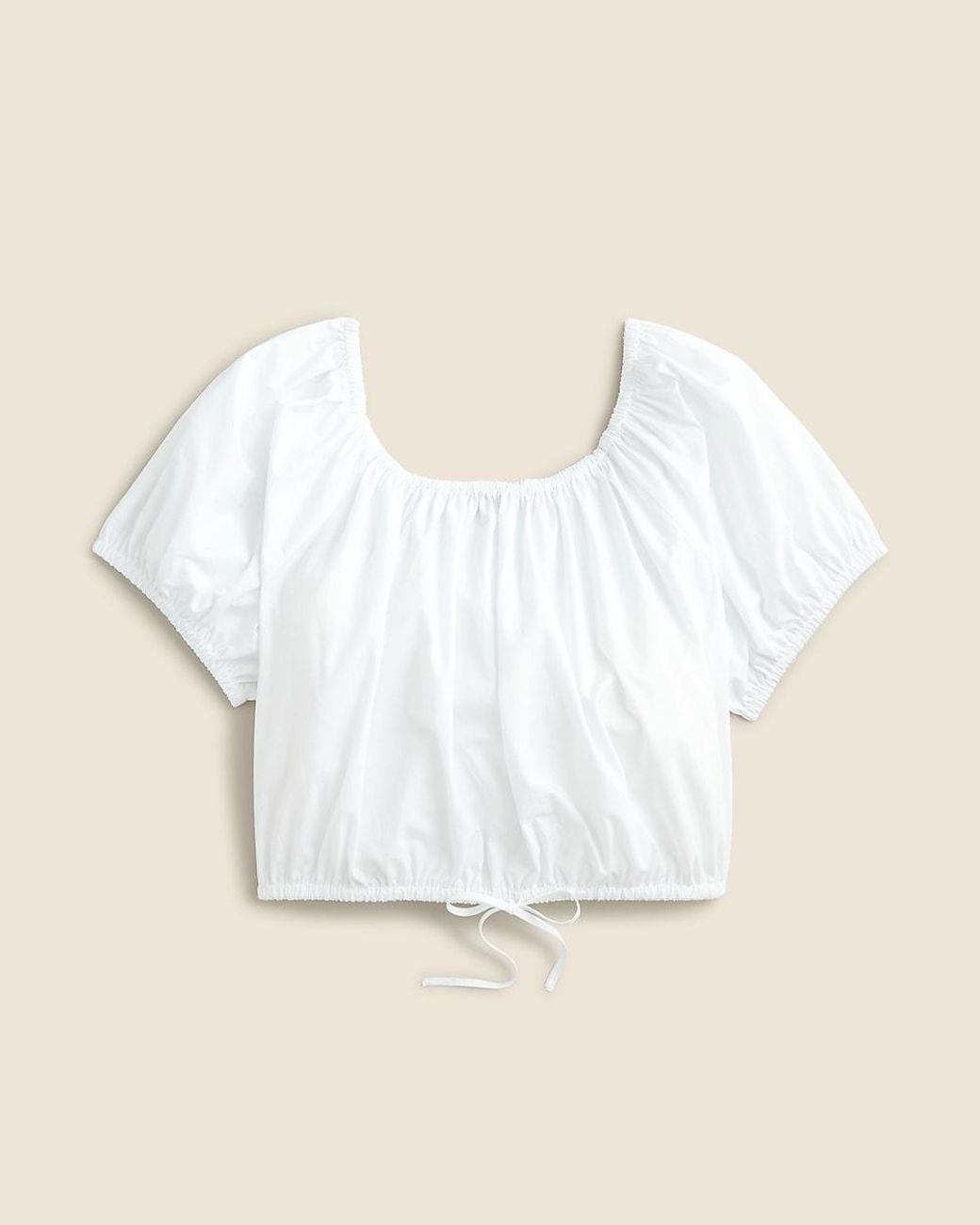 J.Crew White Cinched-Waist Cropped Top