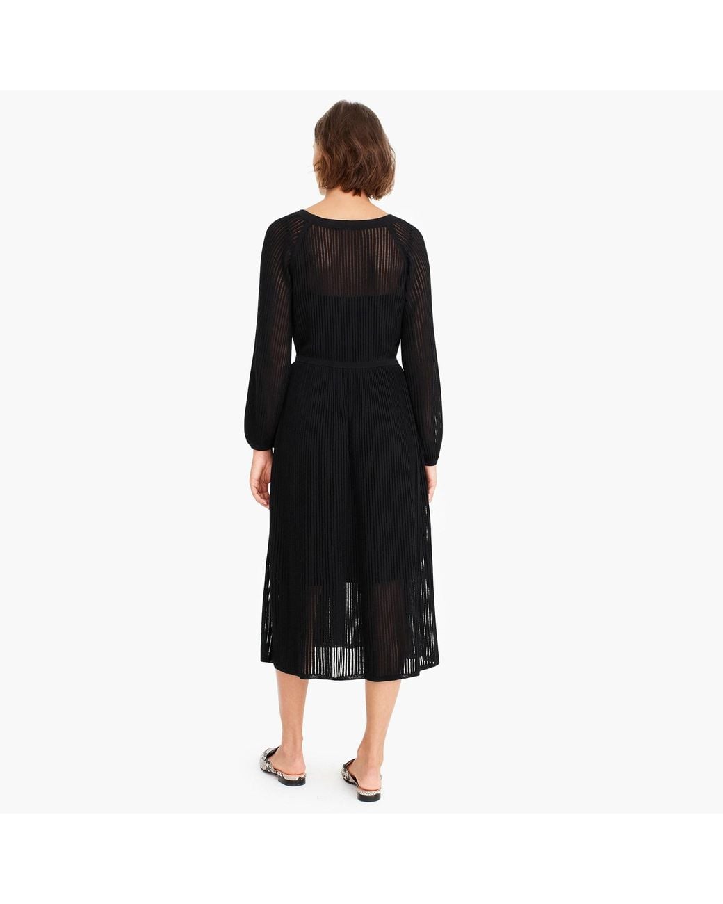 point sur ribbed long sleeve midi sweater dress Long-Sleeve Pointelle Sweater Midi Dress