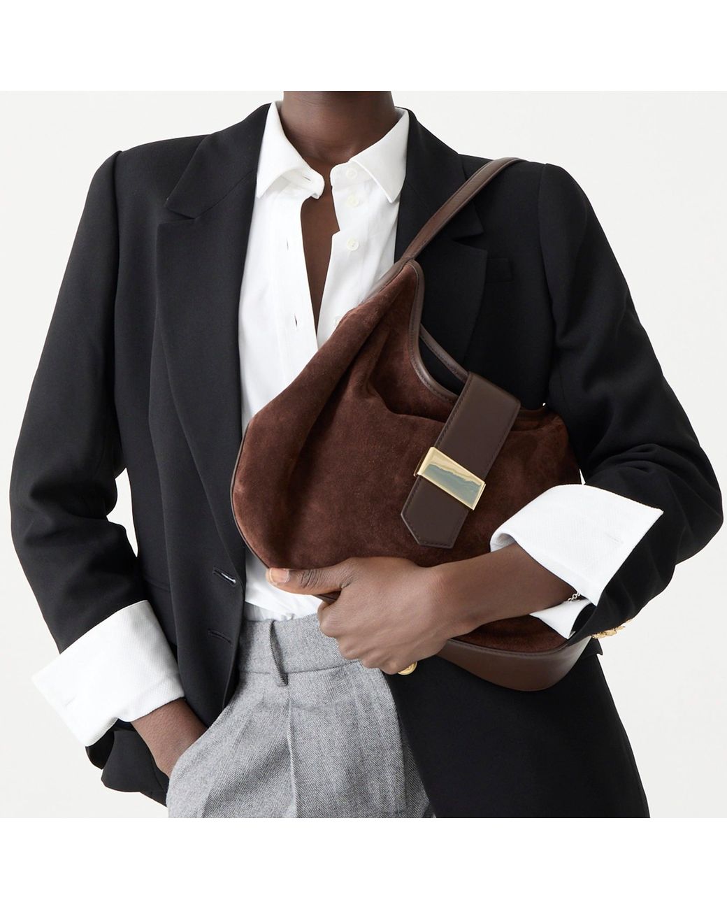J.Crew Berkeley Suede And Leather Shoulder Bag in Brown | Lyst
