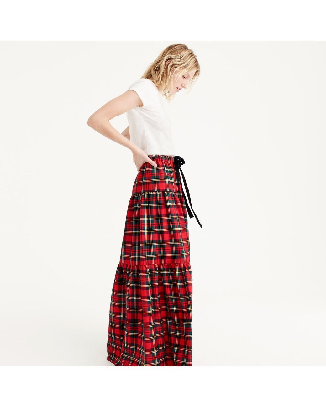 J crew hotsell plaid maxi skirt