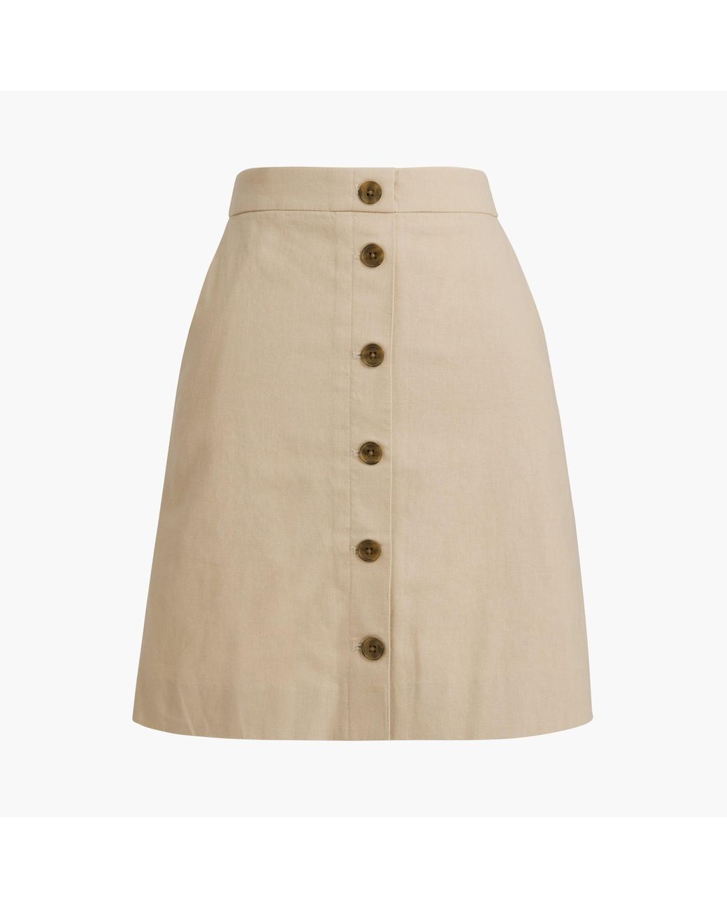 Linen-blend in Mini Button-front Skirt Natural J.Crew | Lyst