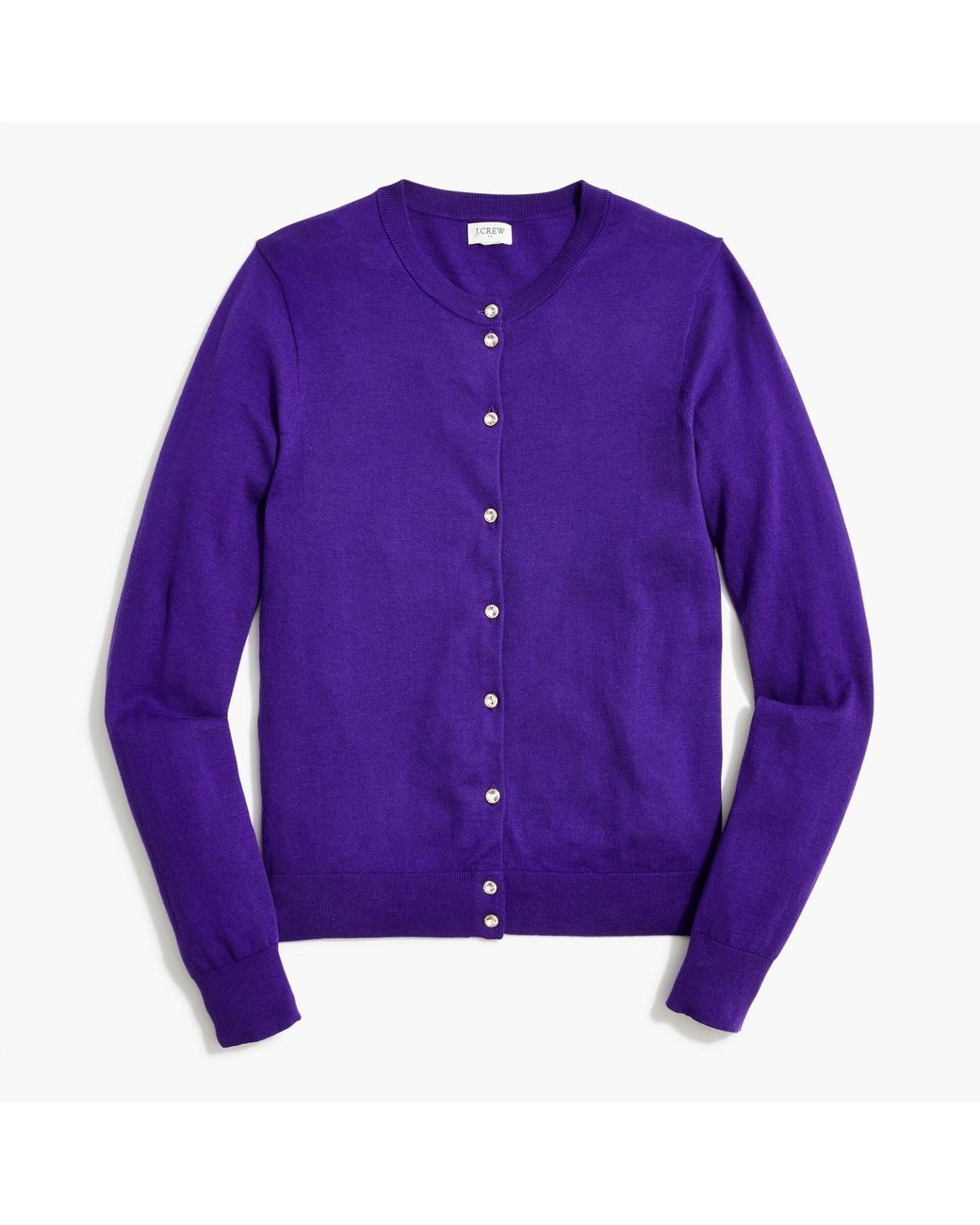 J.Crew Classic Cardigan Sweater With Rhinestone Buttons in Purple